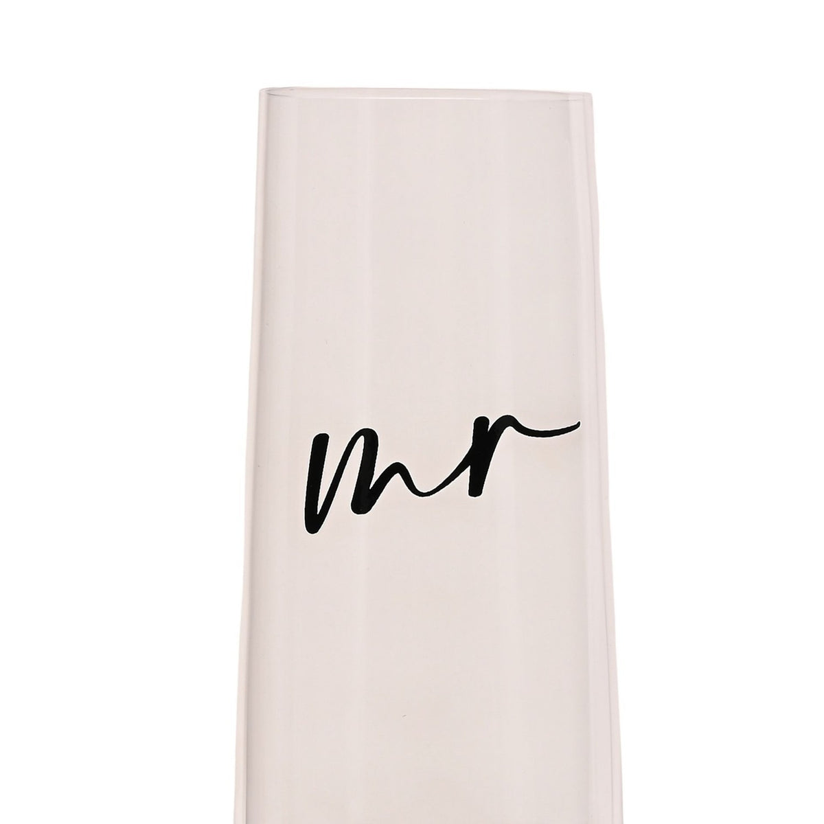 Mr & Mrs Set of 2 Champagne Flutes with Black Words - Clear