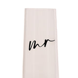 Mr & Mrs Set of 2 Champagne Flutes with Black Words - Clear