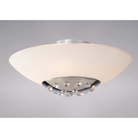 Amada 6 Light Opal Glass Flush Ceiling Light - Polished Chrome