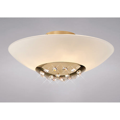 Amada 6 Light Opal Glass Flush Ceiling Light - French Gold