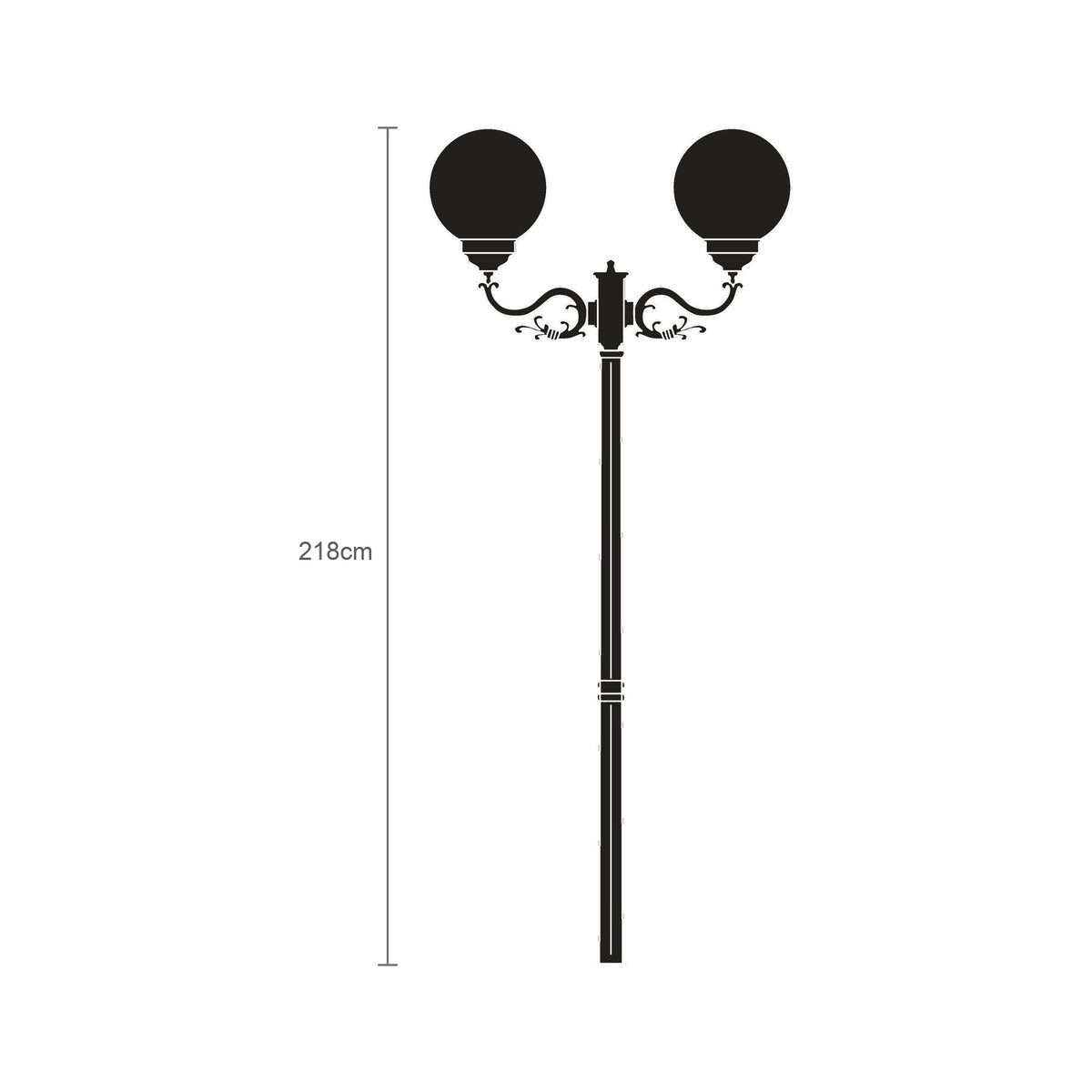 Rondel Low Cast Aluminium Outdoor 2 Light Lamp Post - 218cm