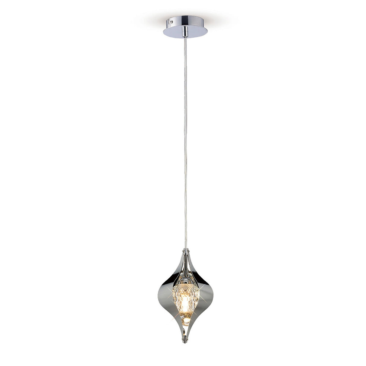 Amano 13cm 1 Light Crystal Pendant Light - Polished Chrome