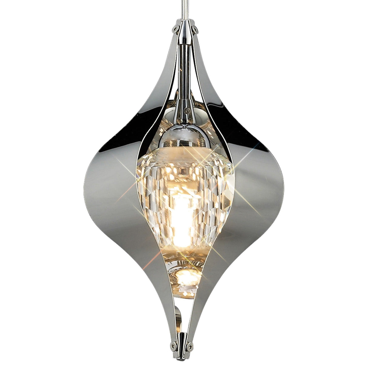 Amano 13cm 1 Light Crystal Pendant Light - Polished Chrome