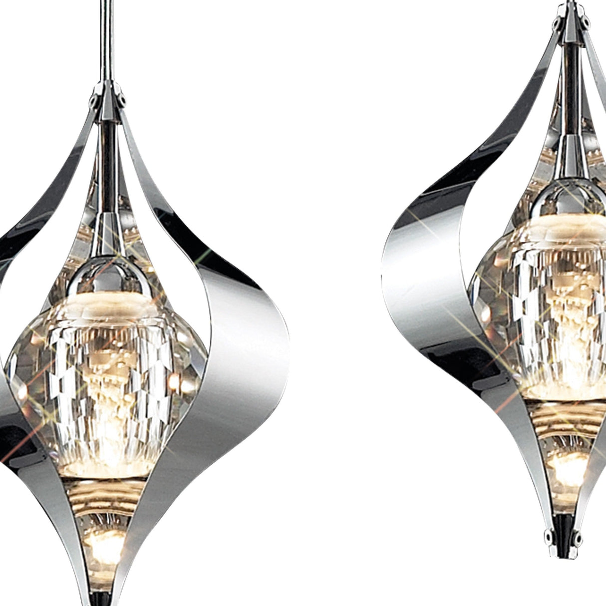 Amano Small 3 Light Crystal Bar Pendant Light - Polished Chrome