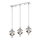 Amano Small 3 Light Crystal Bar Pendant Light - Polished Chrome