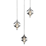 Amano Large 3 Light Crystal Cluster Pendant Light - Polished Chrome