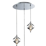 Amano Large 3 Light Crystal Cluster Pendant Light - Polished Chrome
