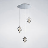 Amano Large 3 Light Crystal Cluster Pendant Light - Polished Chrome