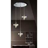 Amano Large 3 Light Crystal Cluster Pendant Light - Polished Chrome