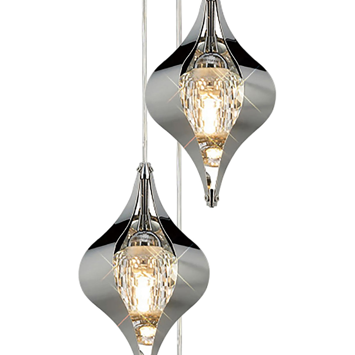 Amano Small 3 Light Crystal Cluster Pendant Light - Polished Chrome