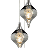 Amano Small 3 Light Crystal Cluster Pendant Light - Polished Chrome