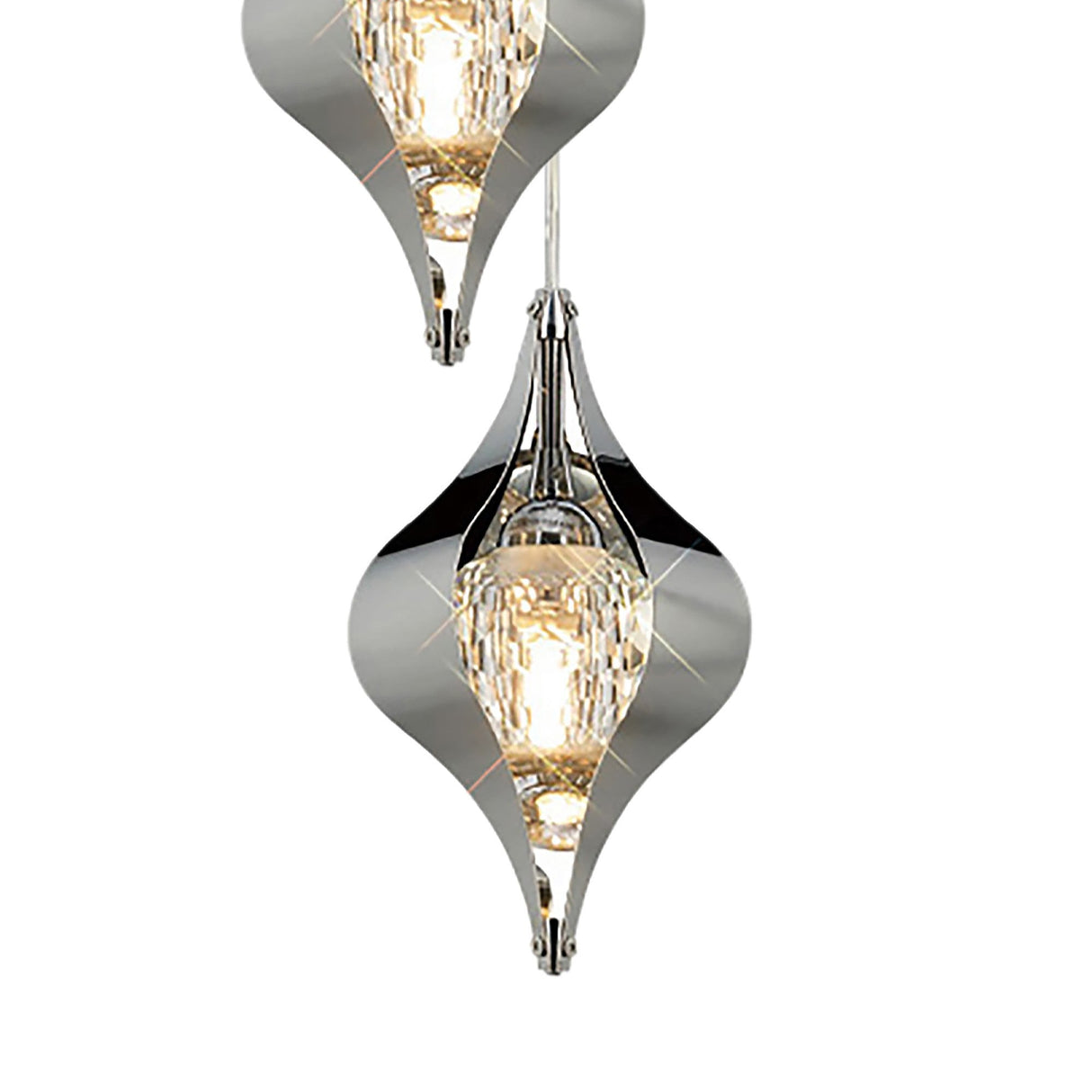 Amano Small 3 Light Crystal Cluster Pendant Light - Polished Chrome