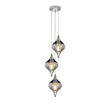 Amano Small 3 Light Crystal Cluster Pendant Light - Polished Chrome