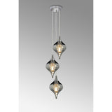 Amano Small 3 Light Crystal Cluster Pendant Light - Polished Chrome