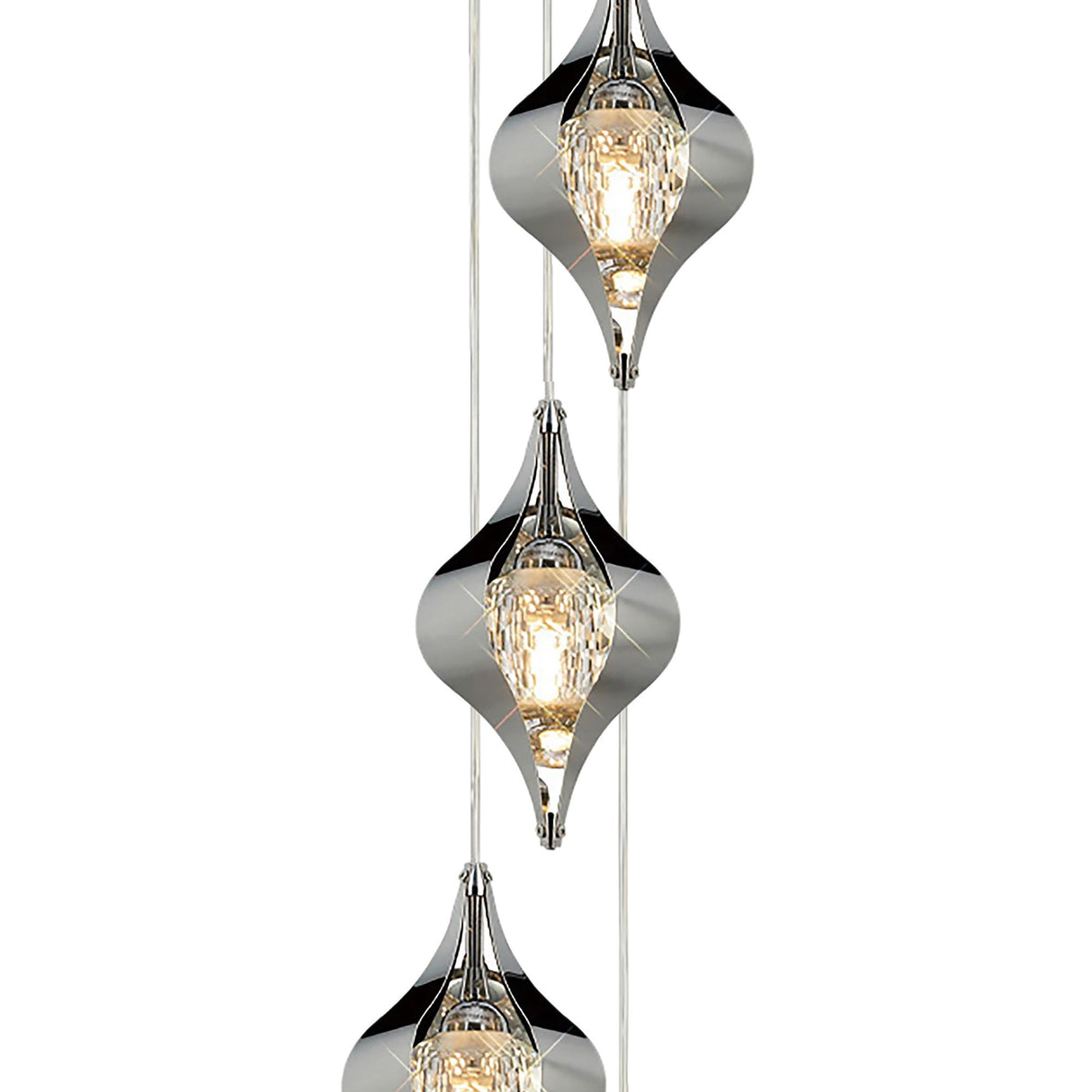 Amano Small 5 Light Crystal Cluster Pendant Light - Polished Chrome