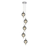 Amano Small 5 Light Crystal Cluster Pendant Light - Polished Chrome