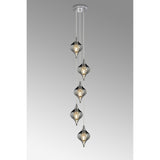 Amano Small 5 Light Crystal Cluster Pendant Light - Polished Chrome