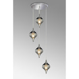 Amano 4 Light Crystal Cluster Pendant Light - Polished Chrome