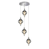 Amano 4 Light Crystal Cluster Pendant Light - Polished Chrome