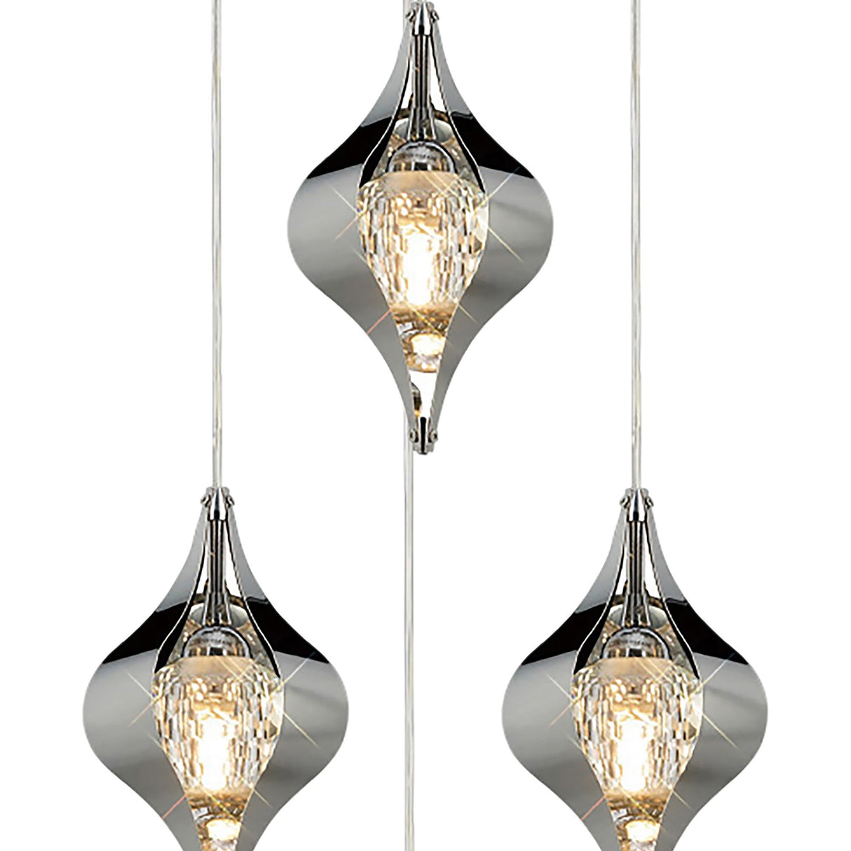 Amano 4 Light Crystal Cluster Pendant Light - Polished Chrome