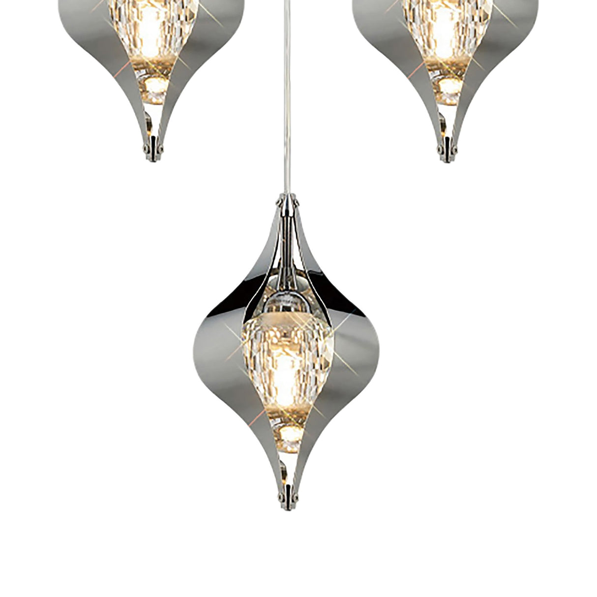 Amano 4 Light Crystal Cluster Pendant Light - Polished Chrome