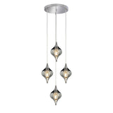 Amano 4 Light Crystal Cluster Pendant Light - Polished Chrome