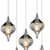 Amano Large 5 Light Crystal Cluster Pendant Light - Polished Chrome