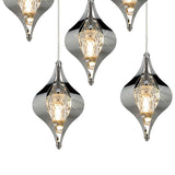 Amano Large 5 Light Crystal Cluster Pendant Light - Polished Chrome