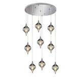 Amano 9 Light Crystal Cluster Pendant Light - Polished Chrome