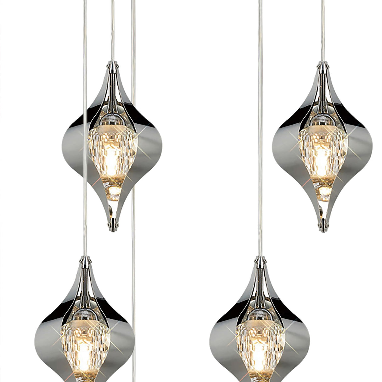 Amano 9 Light Crystal Cluster Pendant Light - Polished Chrome