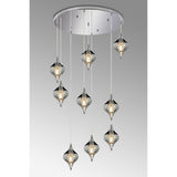 Amano 9 Light Crystal Cluster Pendant Light - Polished Chrome