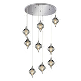 Amano 9 Light Crystal Cluster Pendant Light - Polished Chrome