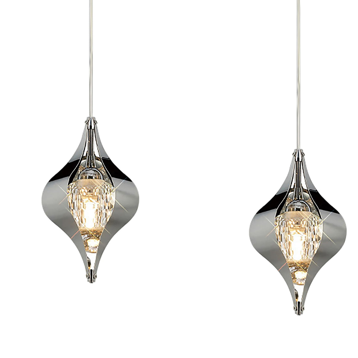 Amano Large 3 Light Crystal Bar Pendant Light - Polished Chrome