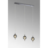 Amano Large 3 Light Crystal Bar Pendant Light - Polished Chrome
