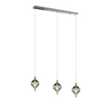 Amano Large 3 Light Crystal Bar Pendant Light - Polished Chrome