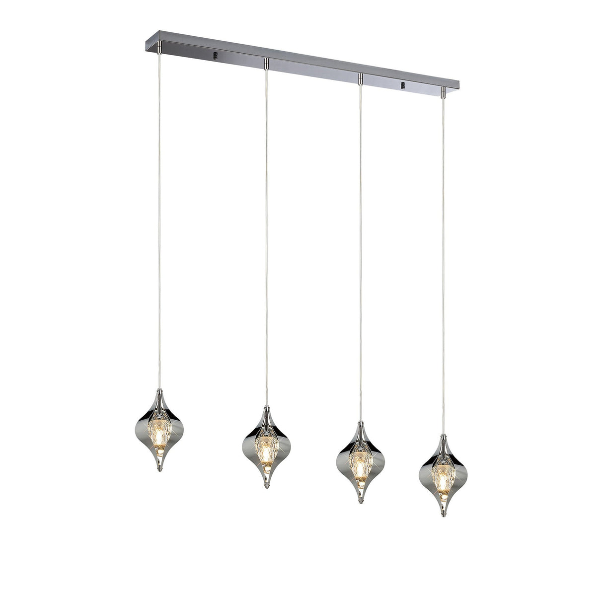 Amano 4 Light Crystal Bar Pendant Light - Polished Chrome