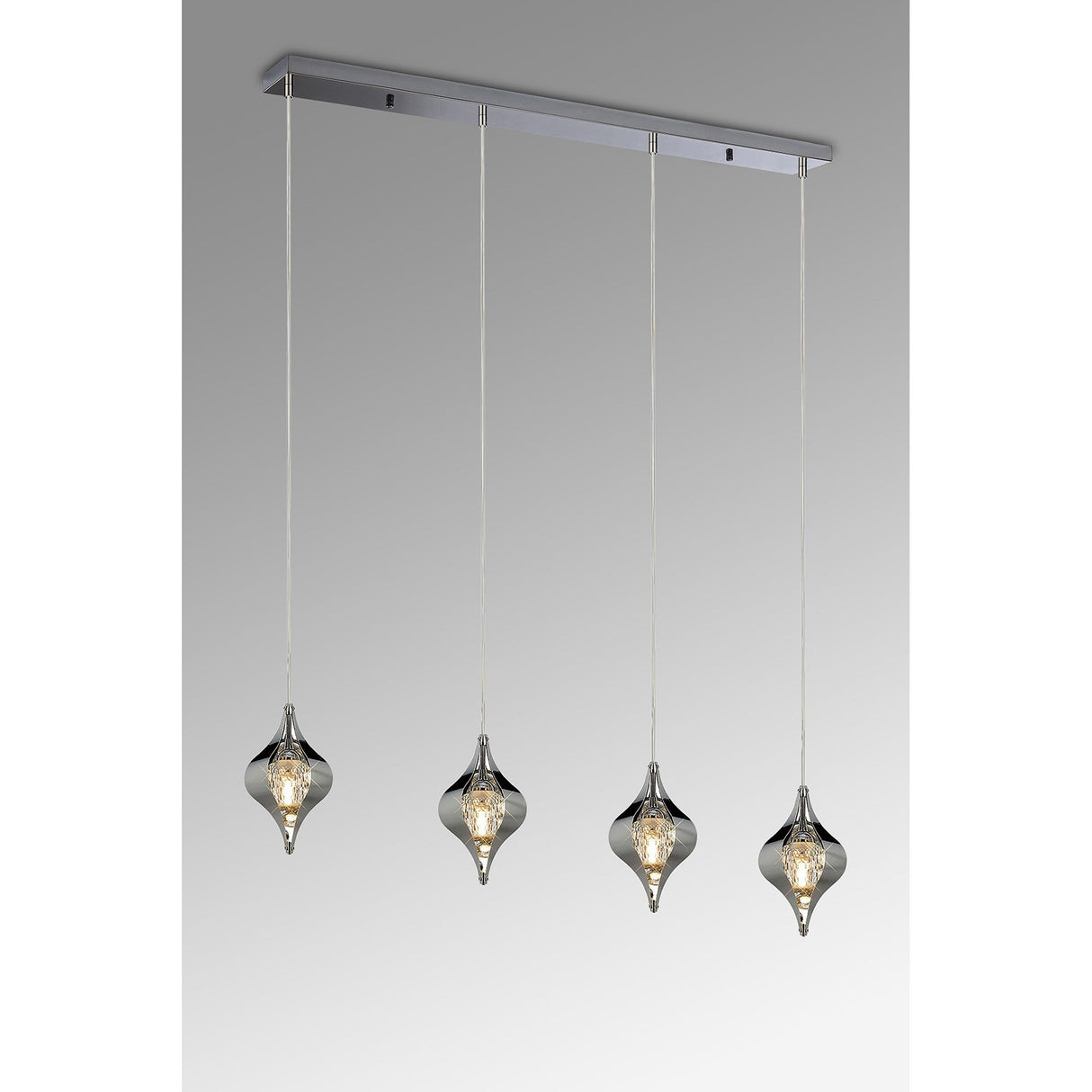 Amano 4 Light Crystal Bar Pendant Light - Polished Chrome
