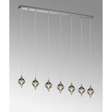 Amano 7 Light Crystal Bar Pendant Light - Polished Chrome