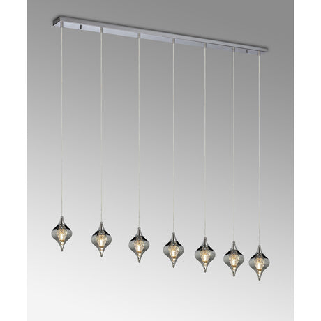Amano 7 Light Crystal Bar Pendant Light - Polished Chrome