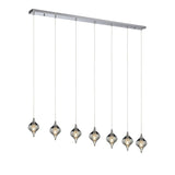 Amano 7 Light Crystal Bar Pendant Light - Polished Chrome