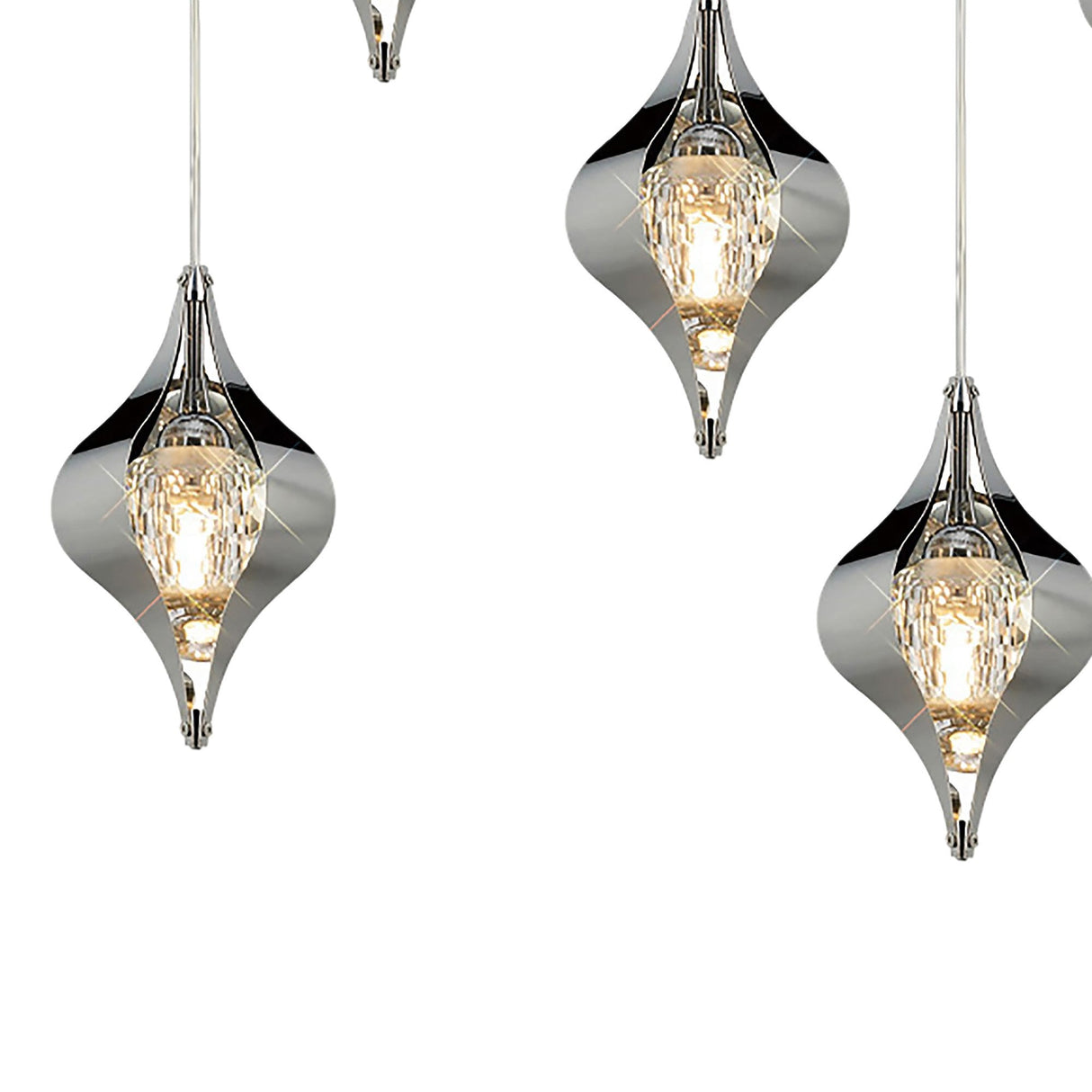 Amano Small 5 Light Crystal Bar Pendant Light - Polished Chrome