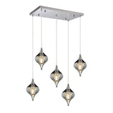 Amano Small 5 Light Crystal Bar Pendant Light - Polished Chrome