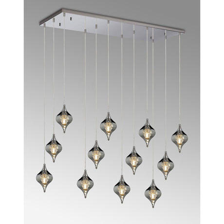 Amano 12 Light Crystal Bar Pendant Light - Polished Chrome