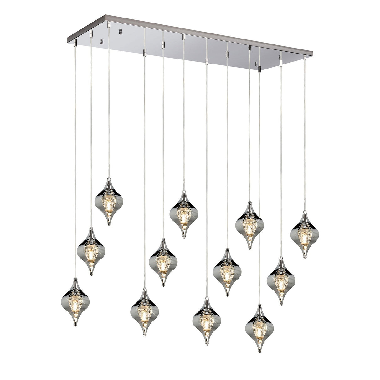 Amano 12 Light Crystal Bar Pendant Light - Polished Chrome