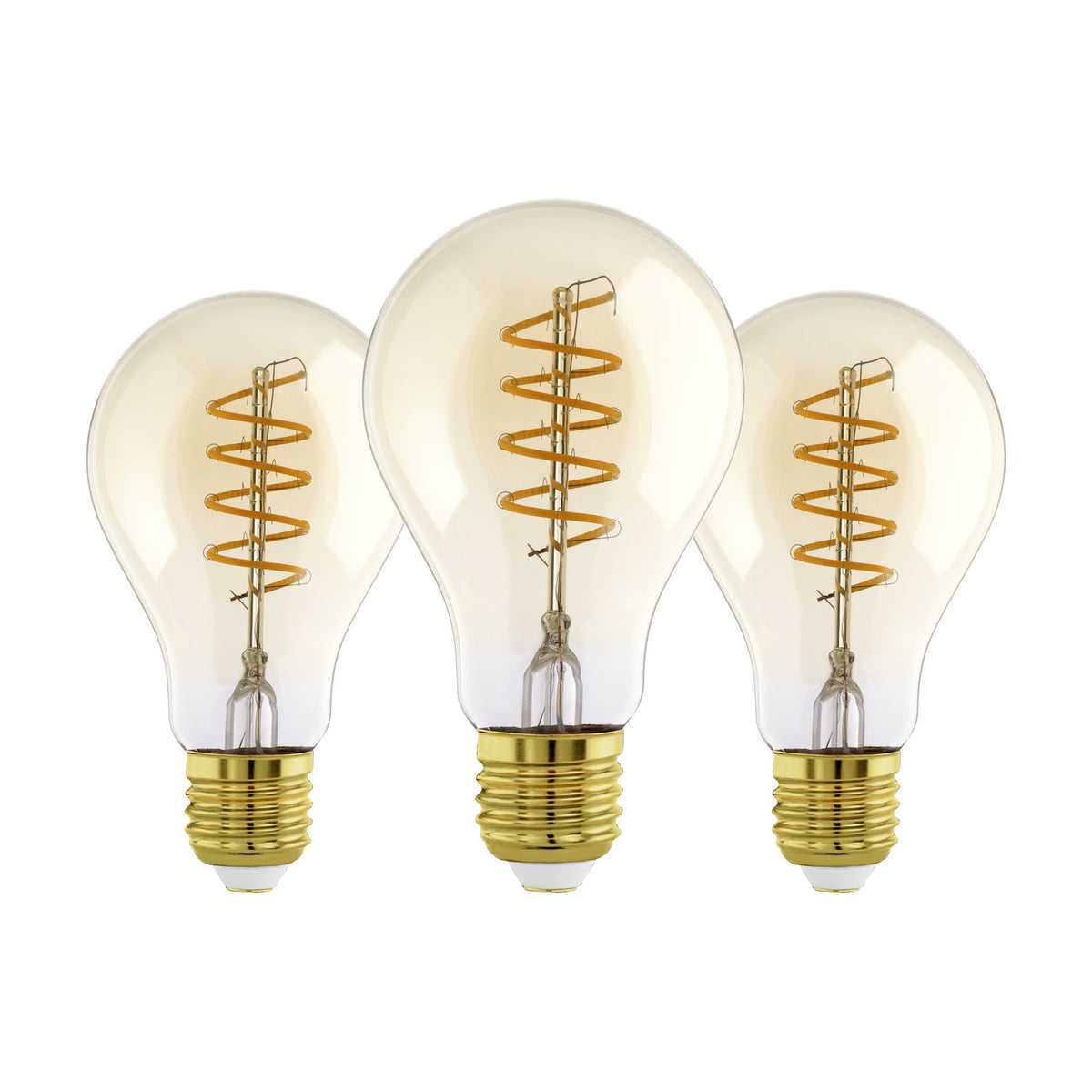 Amber LED GLS Bulb E27 A60 500lm Warm White Pack of 3