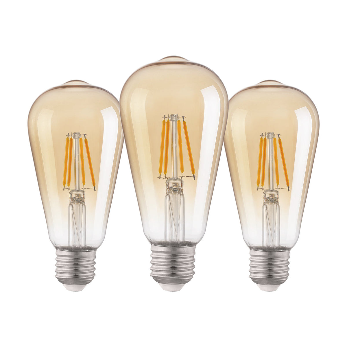 Amber LED Vintage Bulb E27 ST64 4W 400lm Warm White Pack of 3