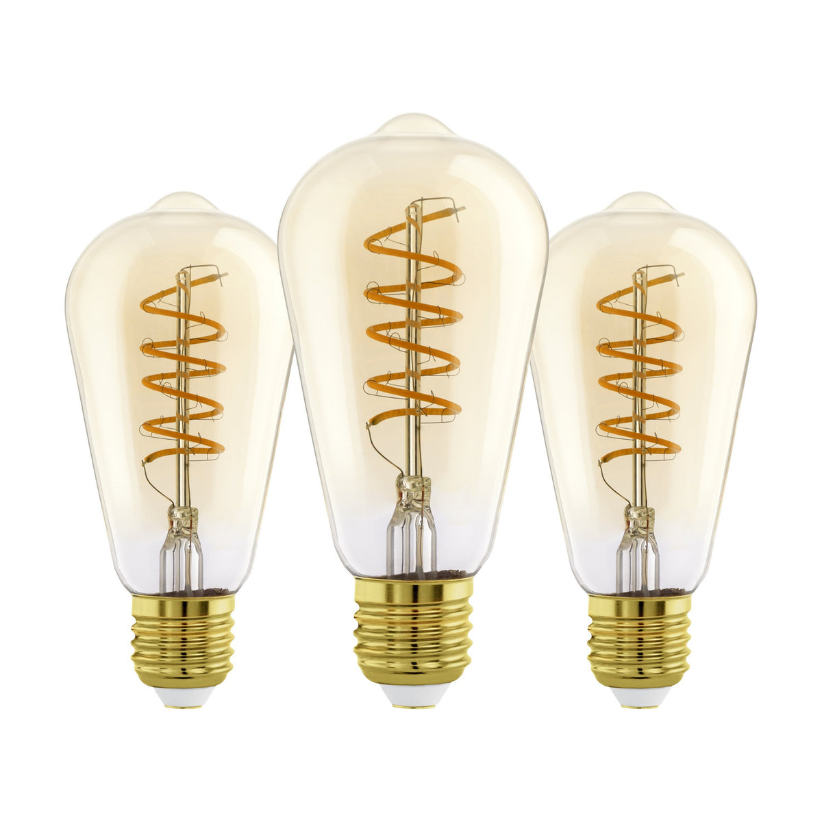 Amber LED Vintage Bulb E27 ST64 500lm Warm White Pack of 3