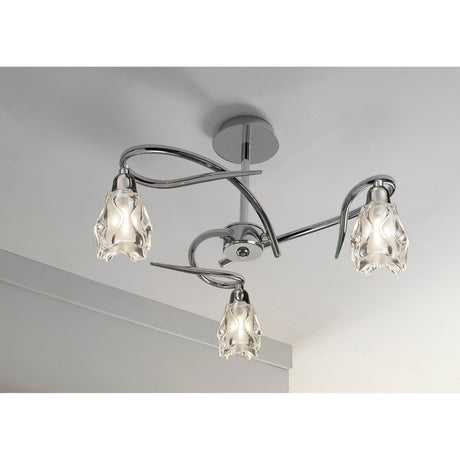 Amel 3 Light Semi-Flush Ceiling Light - Polished Chrome