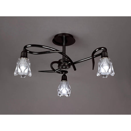 Amel 3 Light Semi-Flush Ceiling Light - Black Chrome