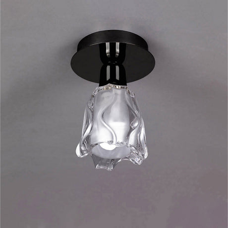 Amel 1 Light Semi-Flush Ceiling Light - Black Chrome